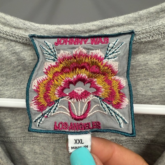 Johnny Was Gray Embellished 3/4 Sleeve Tunic - Picture 2 of 3